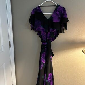 City Chic Black and Purple Asymmetrical Dress